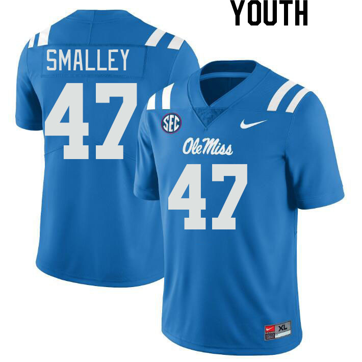 Youth #47 Wyatt Smalley Ole Miss Rebels College Football Jerseyes Stitched Sale-Powder Blue